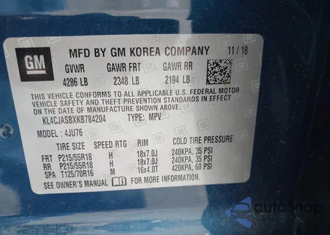 2019 Buick Encore Fwd Preferred z USA, uszkodzony, nr VIN KL4CJASBXKB784204